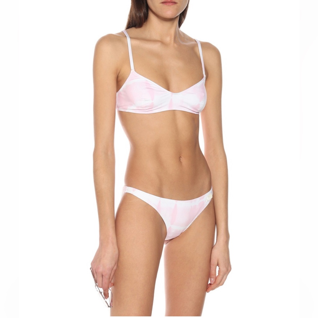 Solid & Striped The Rachel Bottom Ballet Tie Dye Pink And White Bikini Bottoms
